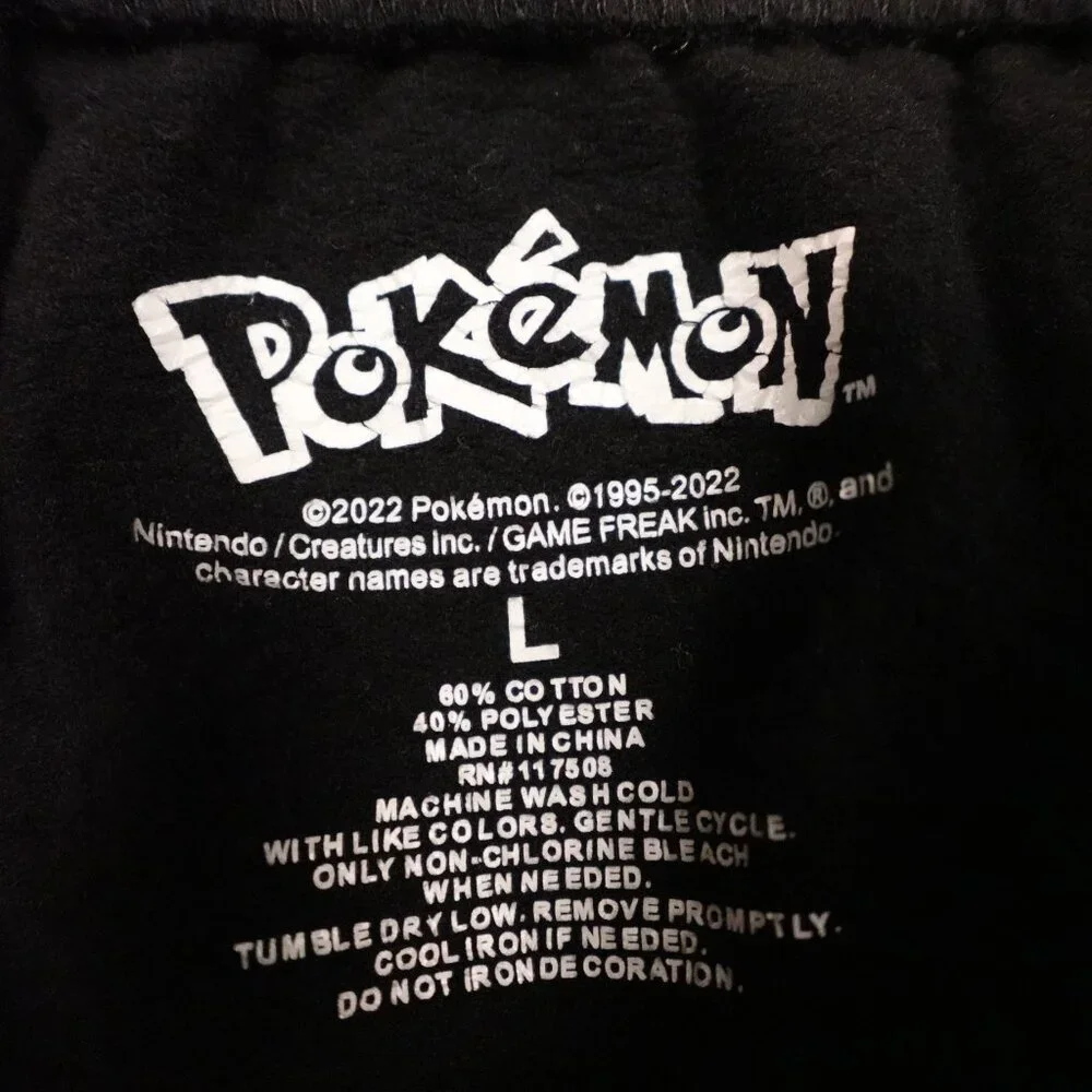 Pokémon Graphic Jogger‎ Sweatpants Unisex Large Black Drawstring Fleece